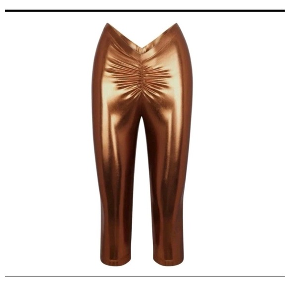 SKIMS Other - SKIMS Metallic Swim V Waist Pant Penny Bronze Ruched Cropped Leggings 4X NEW